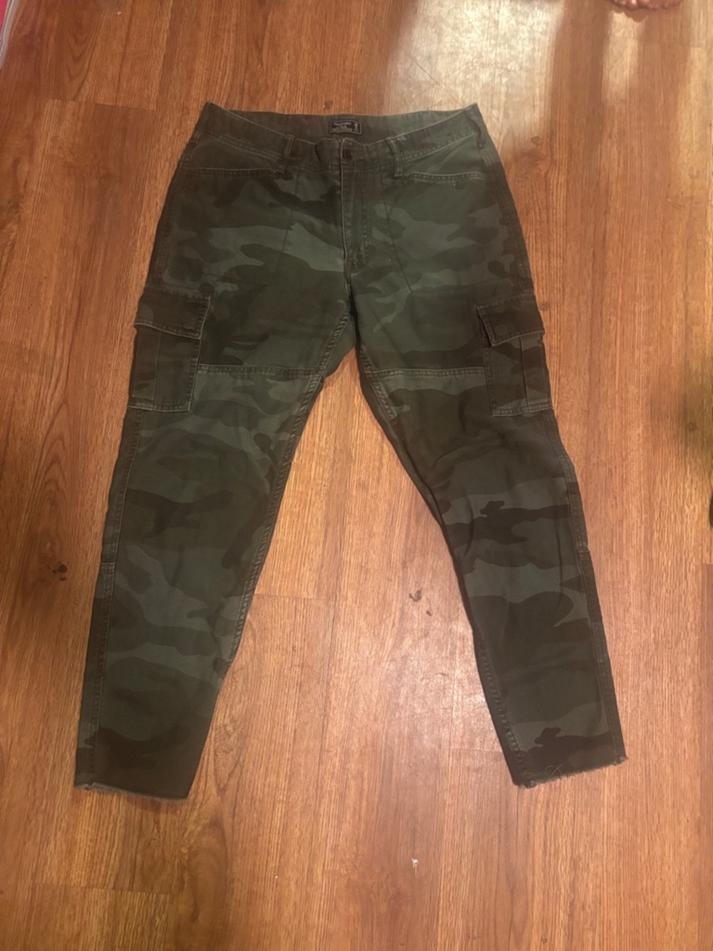Women's Camo Cargo Pants - Olive Green